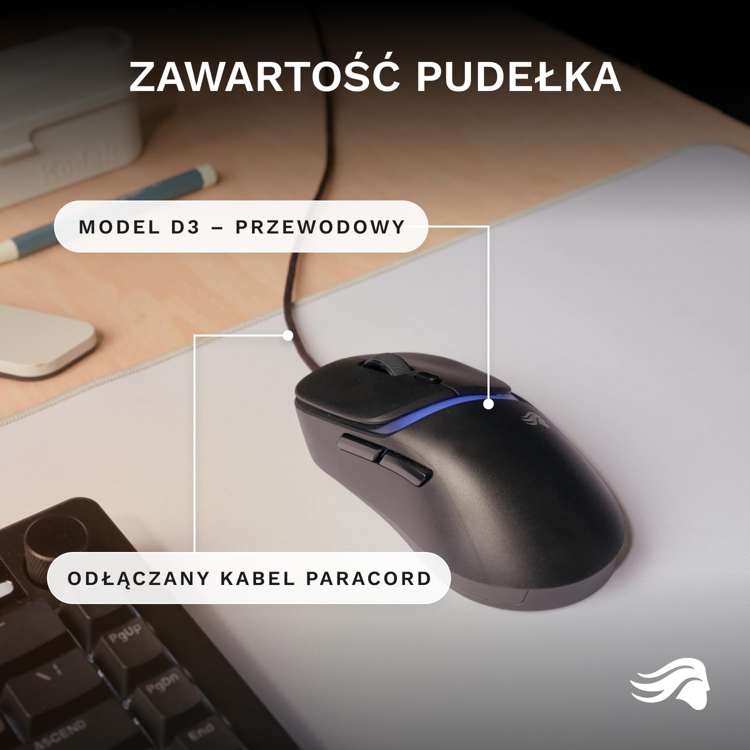 GLORIOUS Gaming – przewodowa mysz gamingowa Model D3 – Ultralekkie 57 g, przełączniki optyczne na 130M kliknięć, Sensor BAMF 3.0 z 30k DPI, śledzenie 750 IPS, akceleracja 50G, wszystkie chwyty, czerń