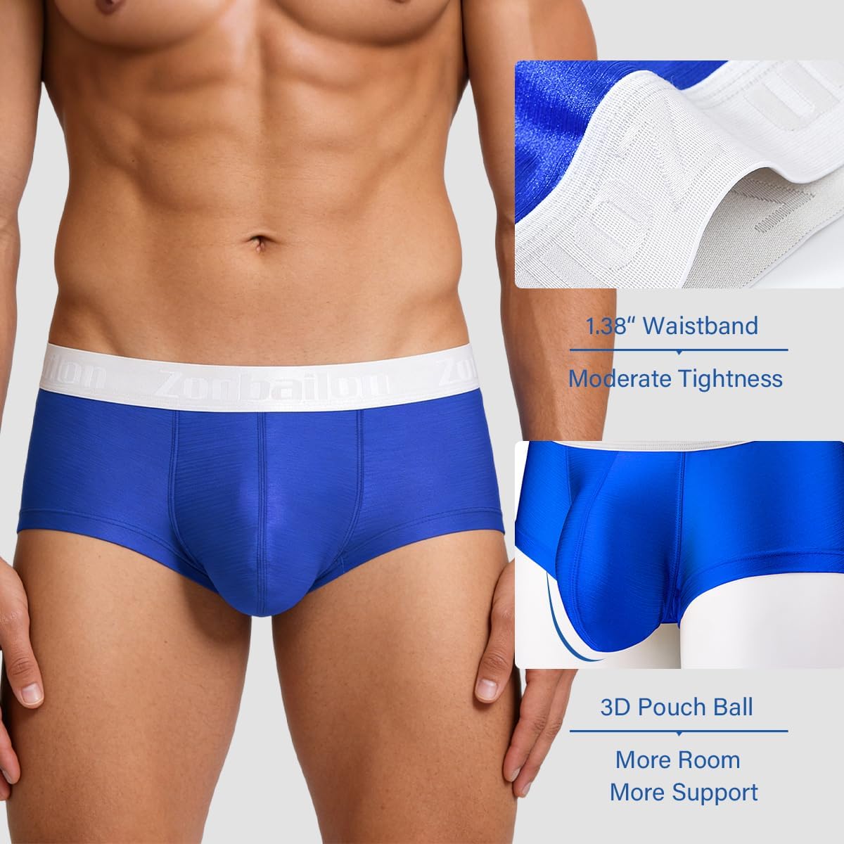 YINYOUYU Mens Bulge Enhancing Pouch Underwear Silk Seamless Short Leg Boxer Briefs - Image 2