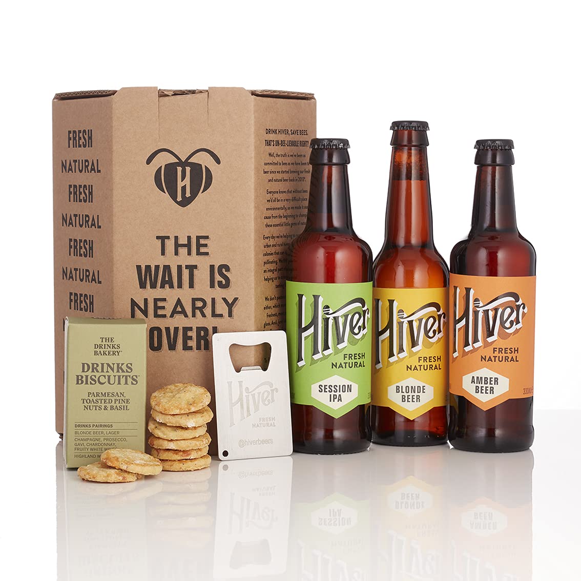 Hiver - Craft Beer - Beer and Snack Gift Set - 3 Bottle Gift Pack - Honey Blonde, Amber and Session IPA