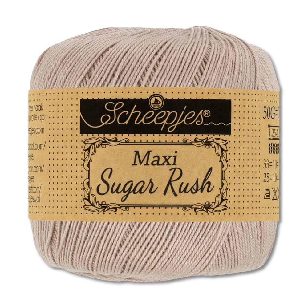 Frida's Wollhaus Scheepjes 50 g Maxi Sugar Rush Crochet Yarn Filet Crochet Cotton 87 Colours (257 | Antique Mauve)