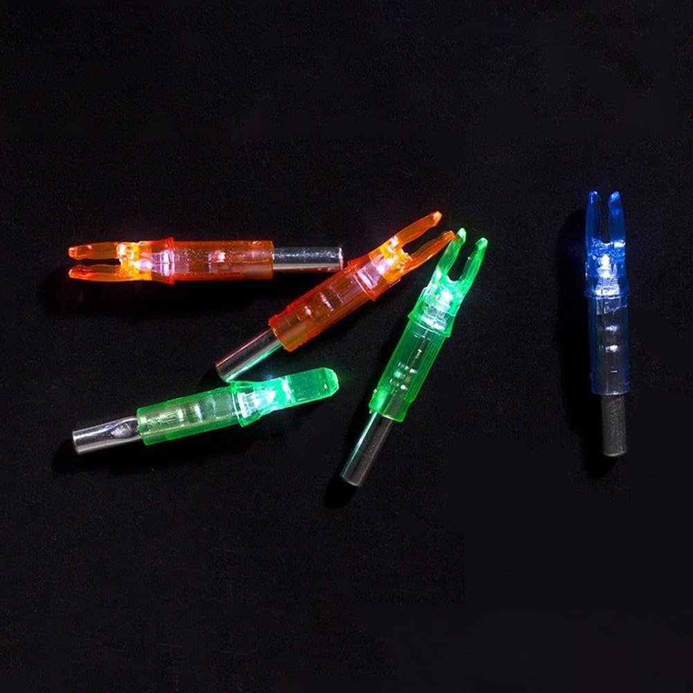 Lot de 6 encoches lumineuses à LED pour tiges en aluminium carbone de 6,2 mm, pour la chasse nocturne et la pratique de la cible (vert)