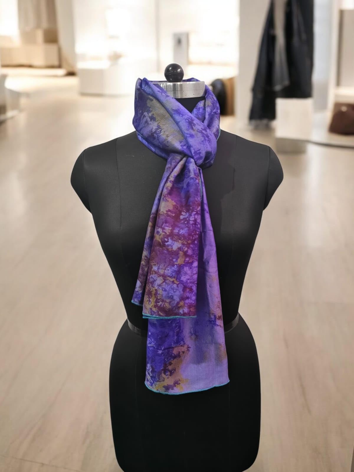 Pañuelo de seda para mujer, teñido anudado, 5 piezas, Multicolor, M