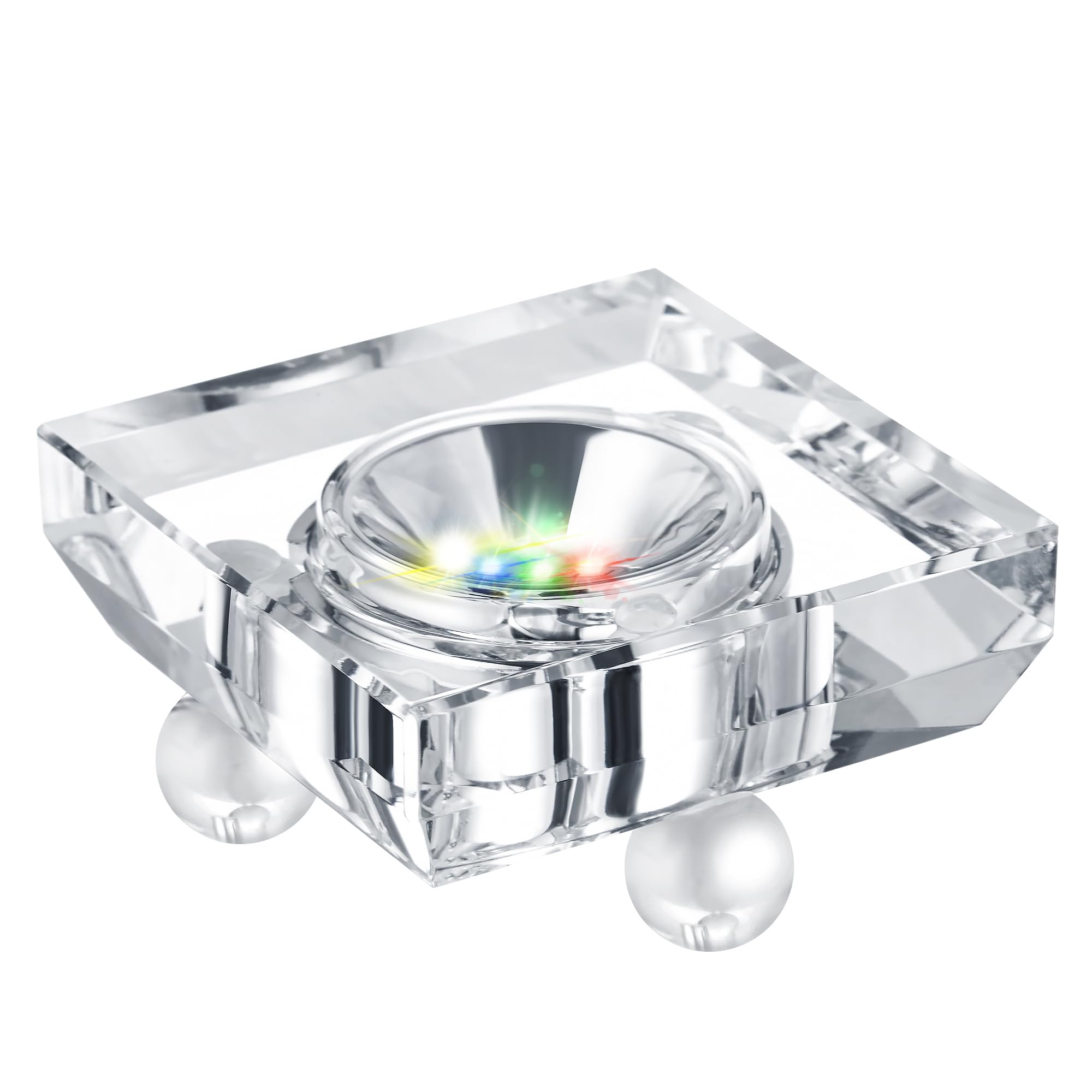 EUSTUMA LED Light Base Crystal Display Stand In A Variety of Colors,Lighted Up Stand Color Changing Small LED for 3D Glass Crystal Art,Holiday Party Decoration. (Square)