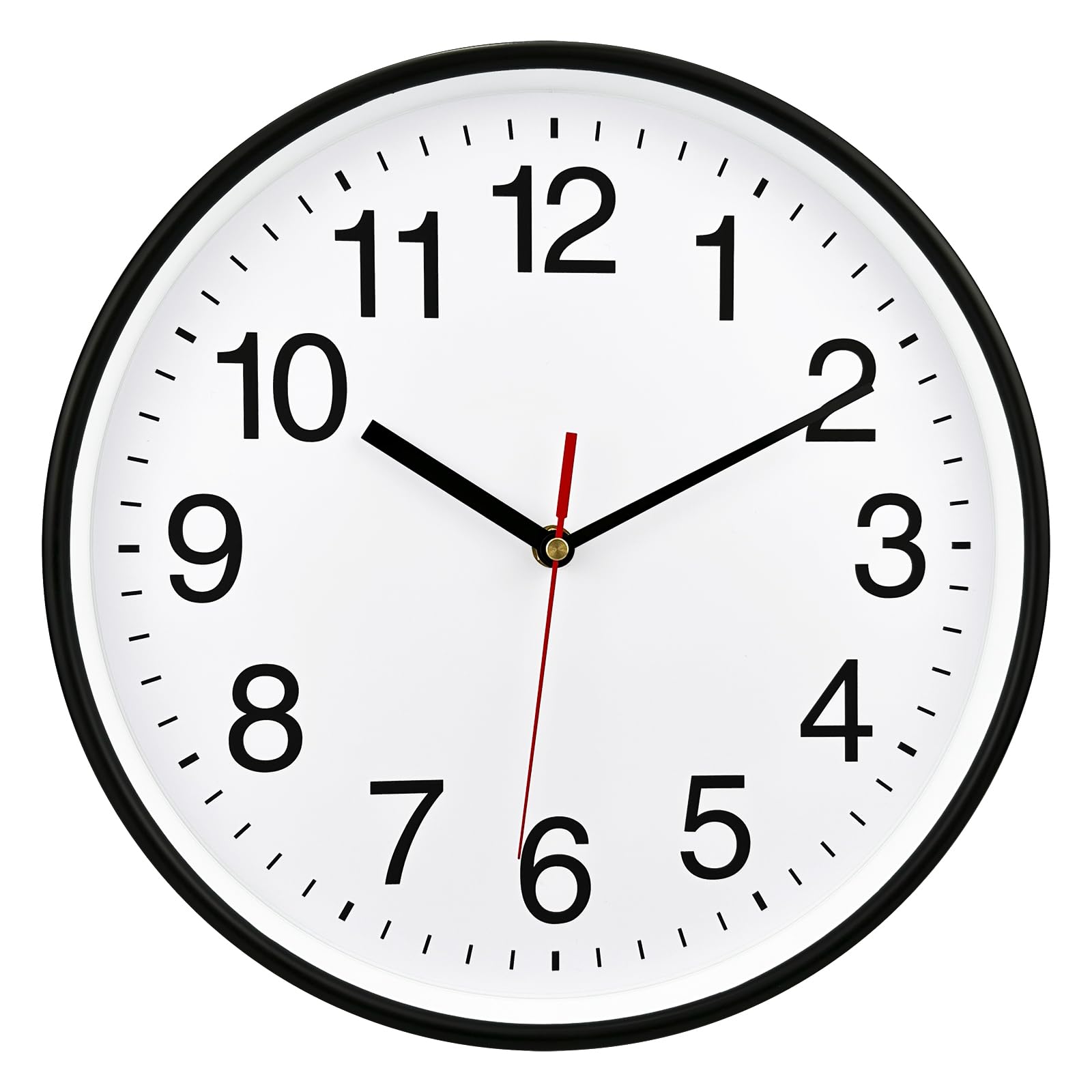 Plumeet Extra Large Wall Clock - 16" Non Ticking Silent Quartz Black Wall Clocks - Simple Design Wall Clocks for Living Room Decor, Battery Operated, White