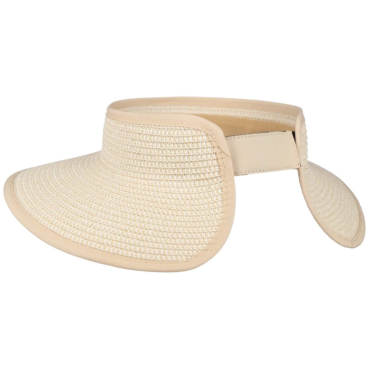 Seeberger Visiere Wide Brim Femme - en Paille pour avec Visiere, Passepoil Printemps-ete Ete