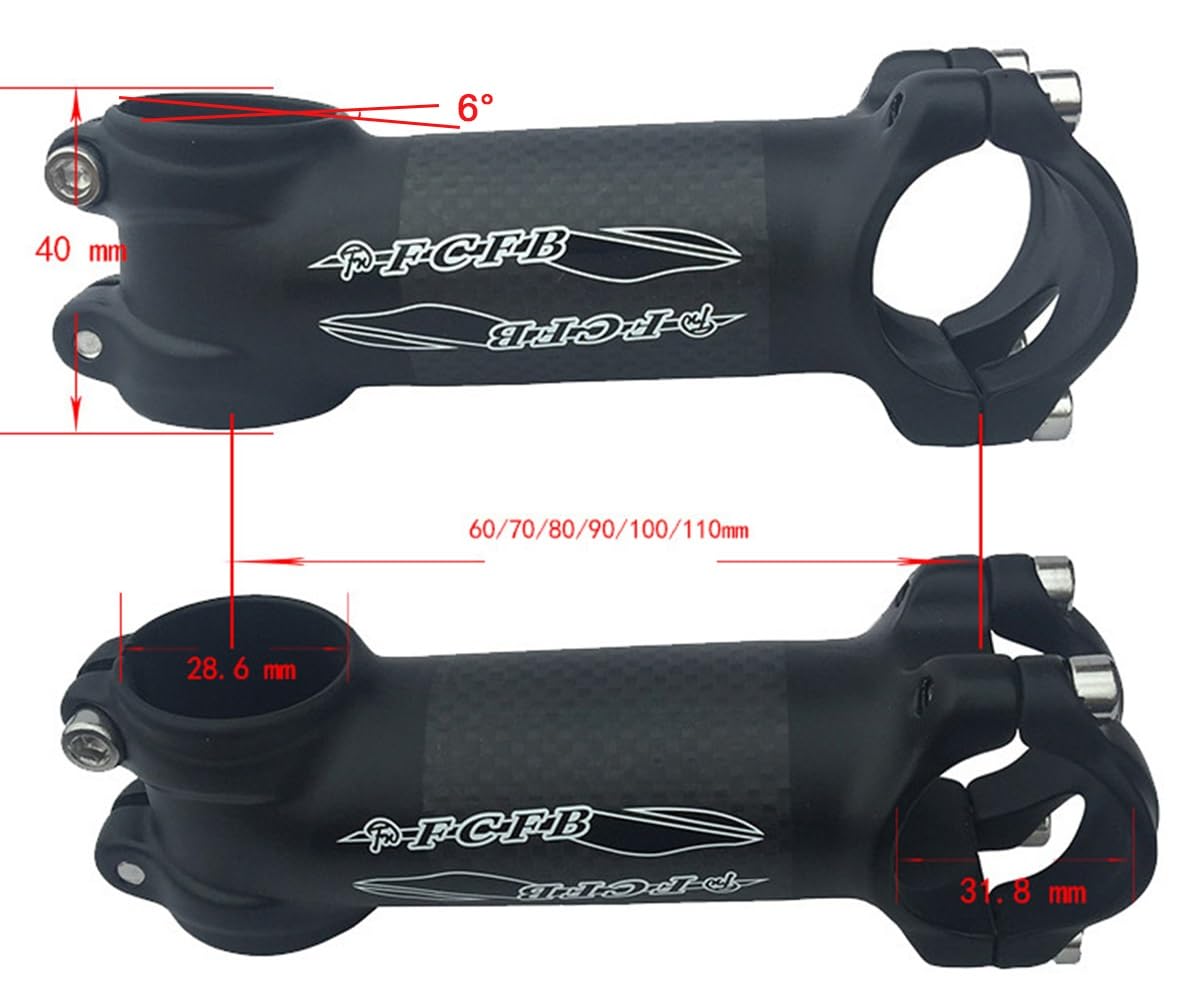 Uchwyt kierownicy 31,8 mm, podwyższenie 6 stopni aluminium węglowe Ultralight do rowerów górskich 60/70/80/90/100/110 mm do rowerów szosowych BMX, XC, AM, FR, DH (kolor: N