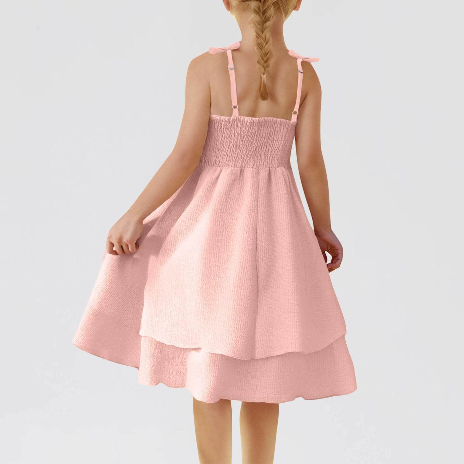 Kleider für Mädchen Ärmellos Spaghettiträger Sommerkleid Elegant Festliches Kleid Teenager Kinder Einfarbig A-Linie Swing Kleider Sommer Casual Strandkleid Prinzessin Kleid für 8-13 Jahre - 2