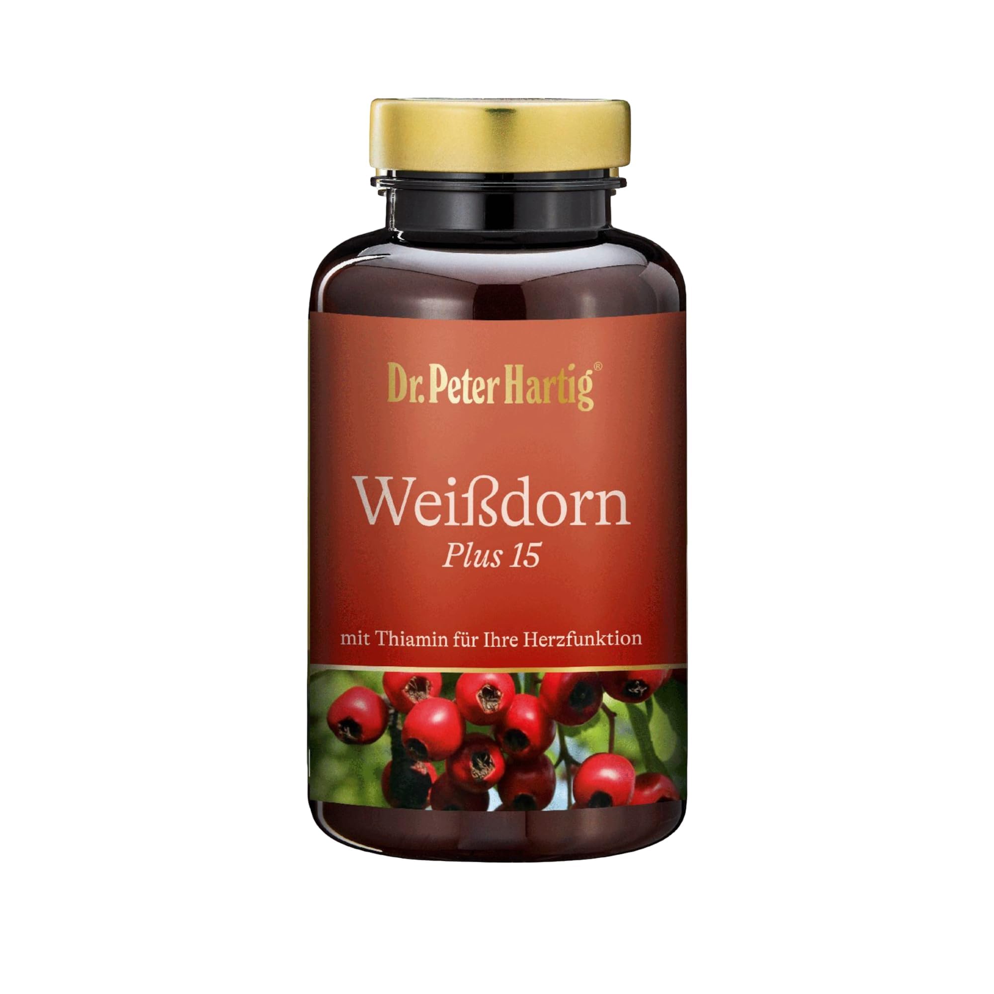 Dr. Peter Hartig Weißdorn Plus 15, unterstützt ihr Herz auf natürliche Weise, Niacin, 120 Kapseln 4-Monats-Vorrat lactose- hefe- und glutenfrei