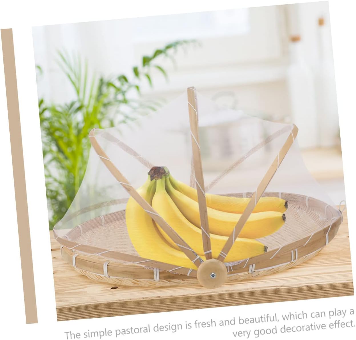Handmade Bamboo Woven Tray Net Cover Round Bamboo Basket for Food Storage and Drying Kitchen Organizer for Fruits and Vegetables 12-inch Dustproof Tray