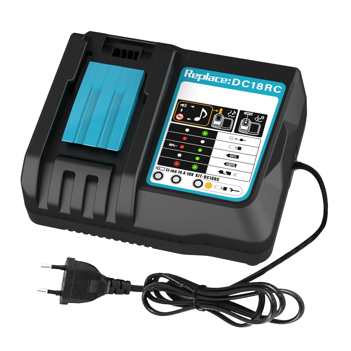 ENERGUP DC18RC 3A Chargeur pour Makita Chargeur 18V Compatible avec 14,4V-18V Batterie BL1850B BL1850 BL1840 BL1830 BL1820 BL1415N BL1430