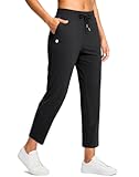 Petite Pants for Women 24"/26" Ankle Pants 2 Pockets Stretchy 7/8 Sweatpants for Golf Travel Athletic Casual