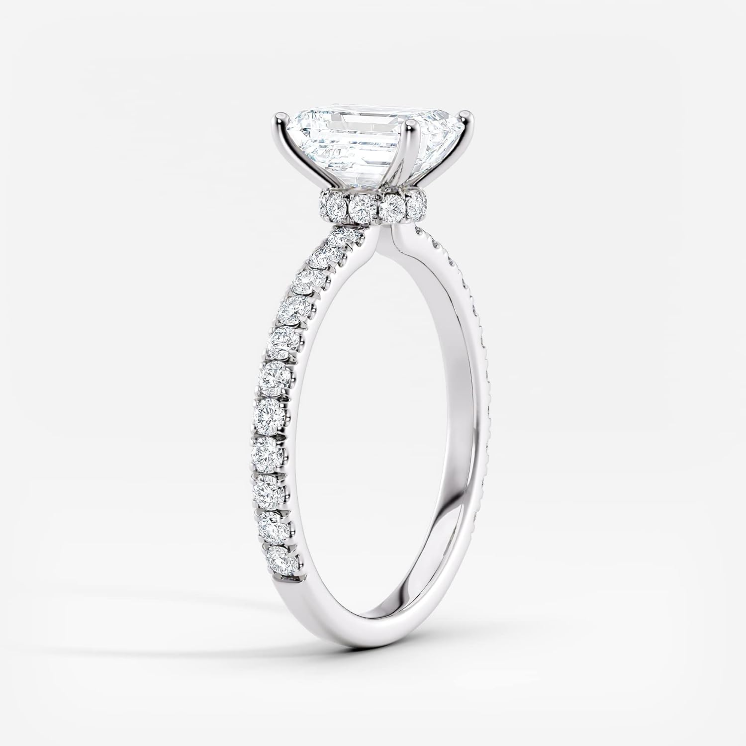 Diamond Wish IGI Certified 1 to 2 1/5 Carat Emerald Cut Lab Grown Diamond Ribbon Halo Engagement Ring for Women in 14k Gold with Side Stones (I-J, VS-SI, cttw) Anniversary Promise Ring Size 4 to 9