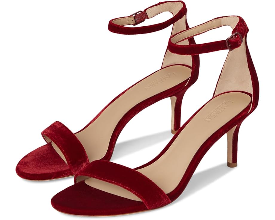 Lauren Ralph Lauren Allie Mid-Heel Velvet Sandals - Pair View