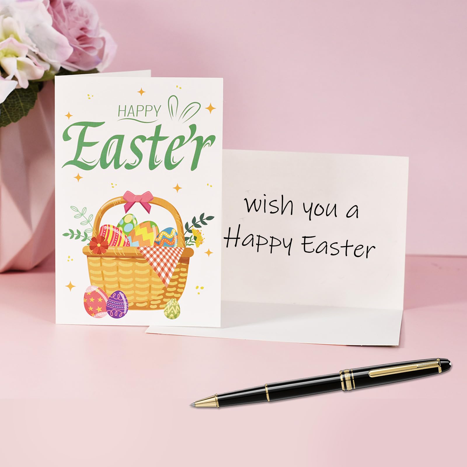 IHCEMIH Easter Cards Greeting Card Pack of 12 Happy Easter Blank Greetings Card Funny Note Card Bunny Eggs Multipack Notelets Envelopes Stickers Sets for Classroom Exchange Easter Party Supplies UK - Image 3