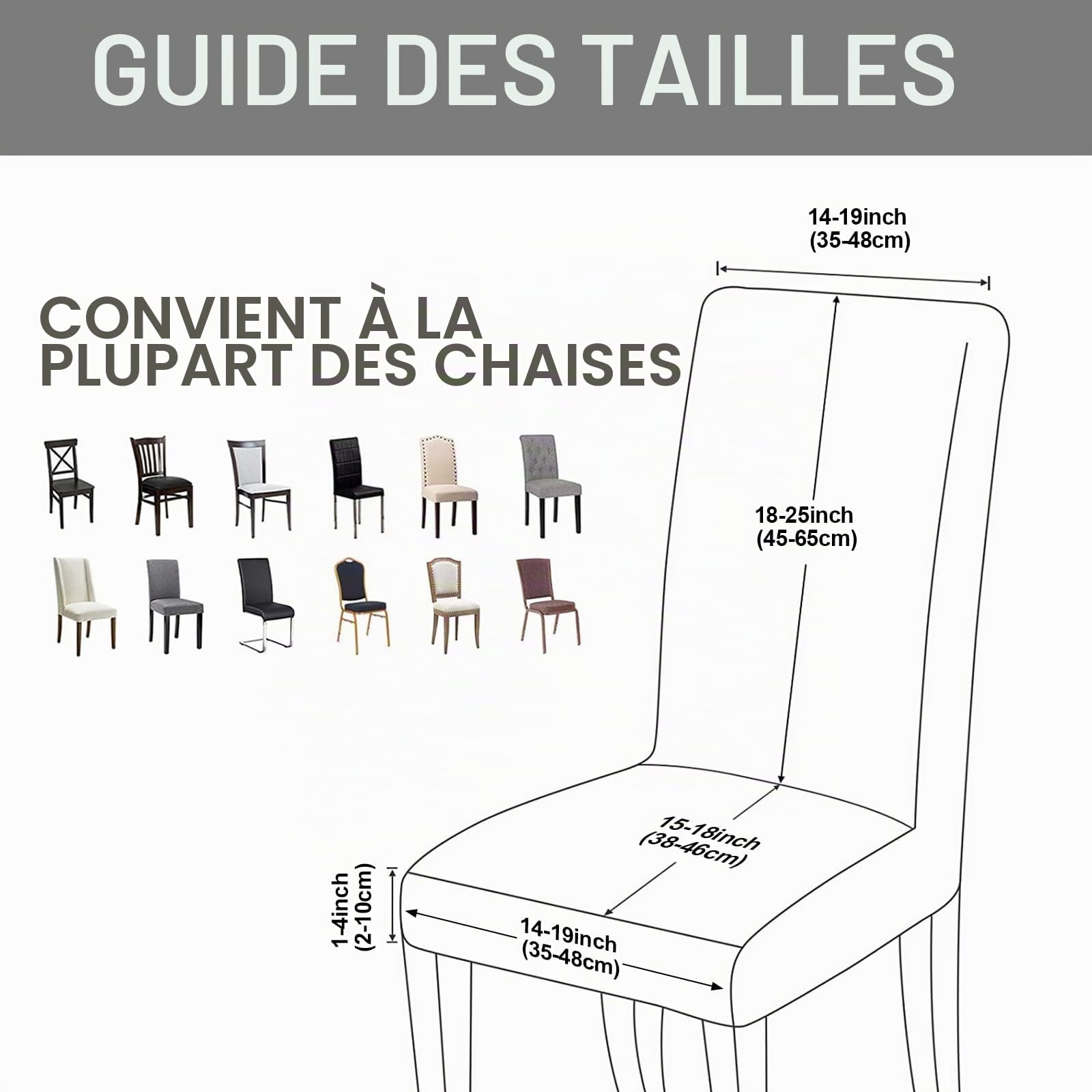 Yugarlibi Lot de 6 housses de chaise extensibles pour chaise basculante - Amovible et lavable - Protection pour cuisine, restaurant, hôtel, banquet, mariage (noir, 6 pièces)