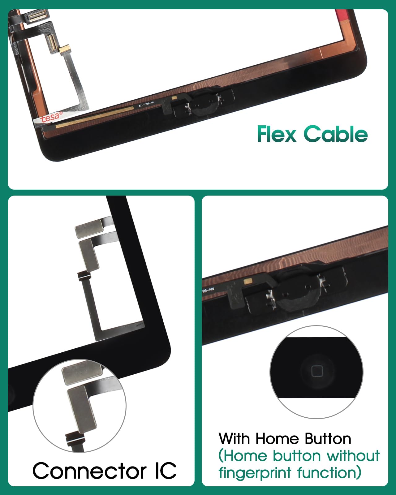 Ipad 2017 IPad 5/6 Gen Home Button Replacement (Includes Flex Cable ...