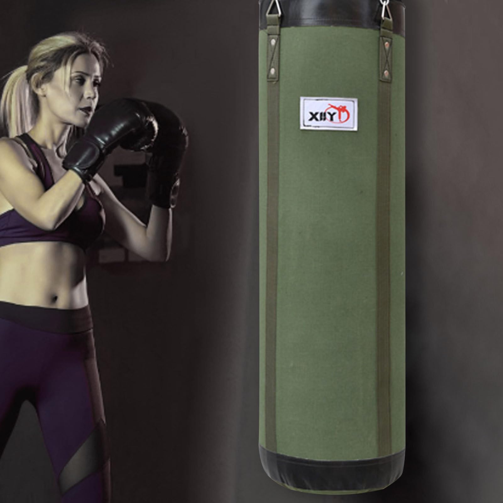 Boxsack – Segeltuch, robuster Boxsack, Trainings-Fitnessgerät, verstellbare Größe, Übungsbeutel, langlebige hängende Kette für Zuhause, Fitnessstudio, Kampfsport, Training, Boxübungen