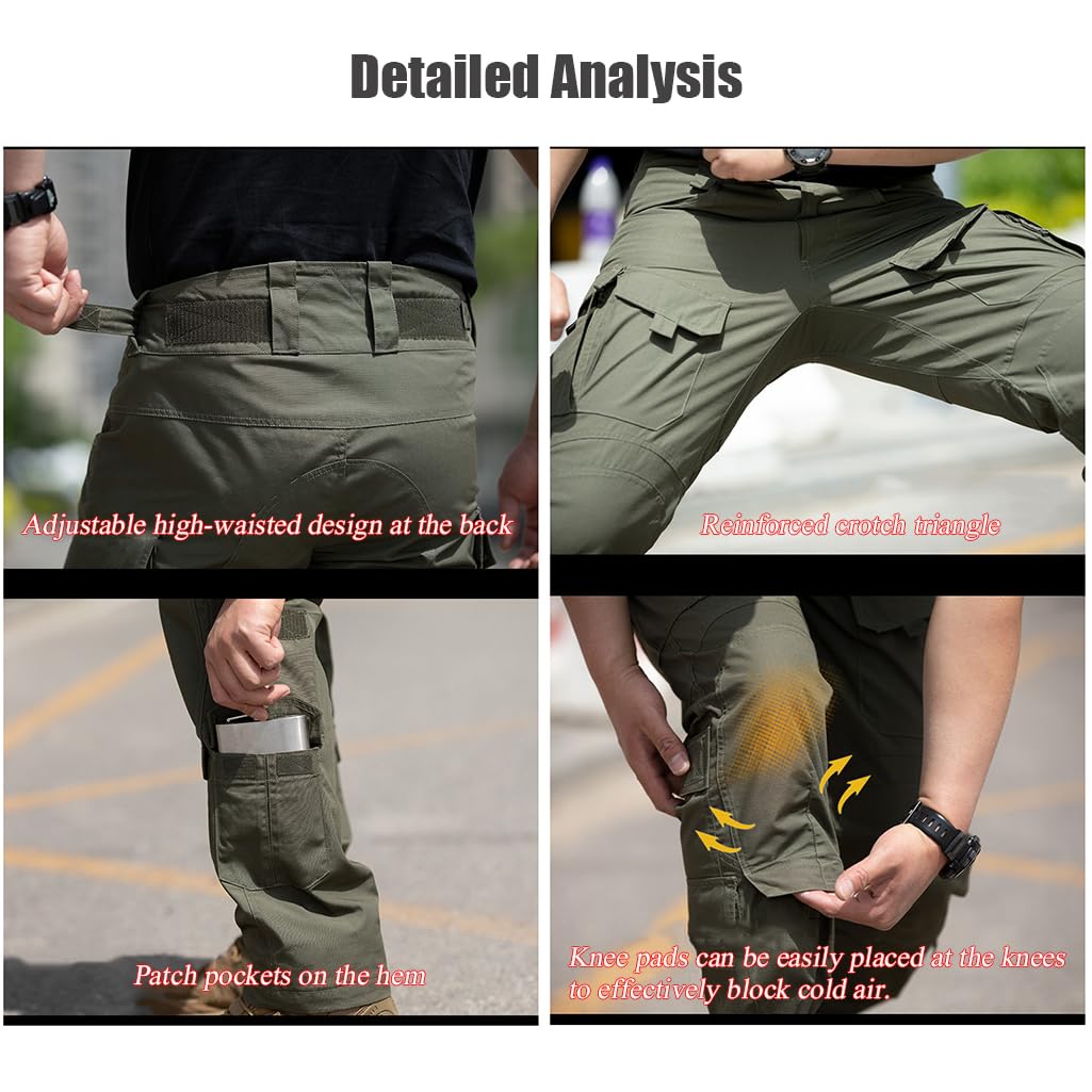 Pantalones Tácticos para Hombre, Pantalones Cargo Multibolsillos para Actividades Al Aire Libre