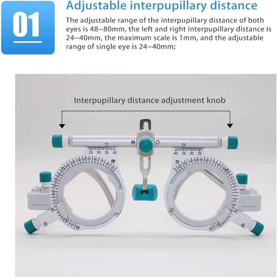 Optischer Testlinsenrahmen, verstellbarer optometrischer universeller optischer Testrahmen, PD 48~80 mm Augenoptometrie-Optiker, für die visuelle Inspektion in Optikgeschäften, Krankenhäusern und Auge