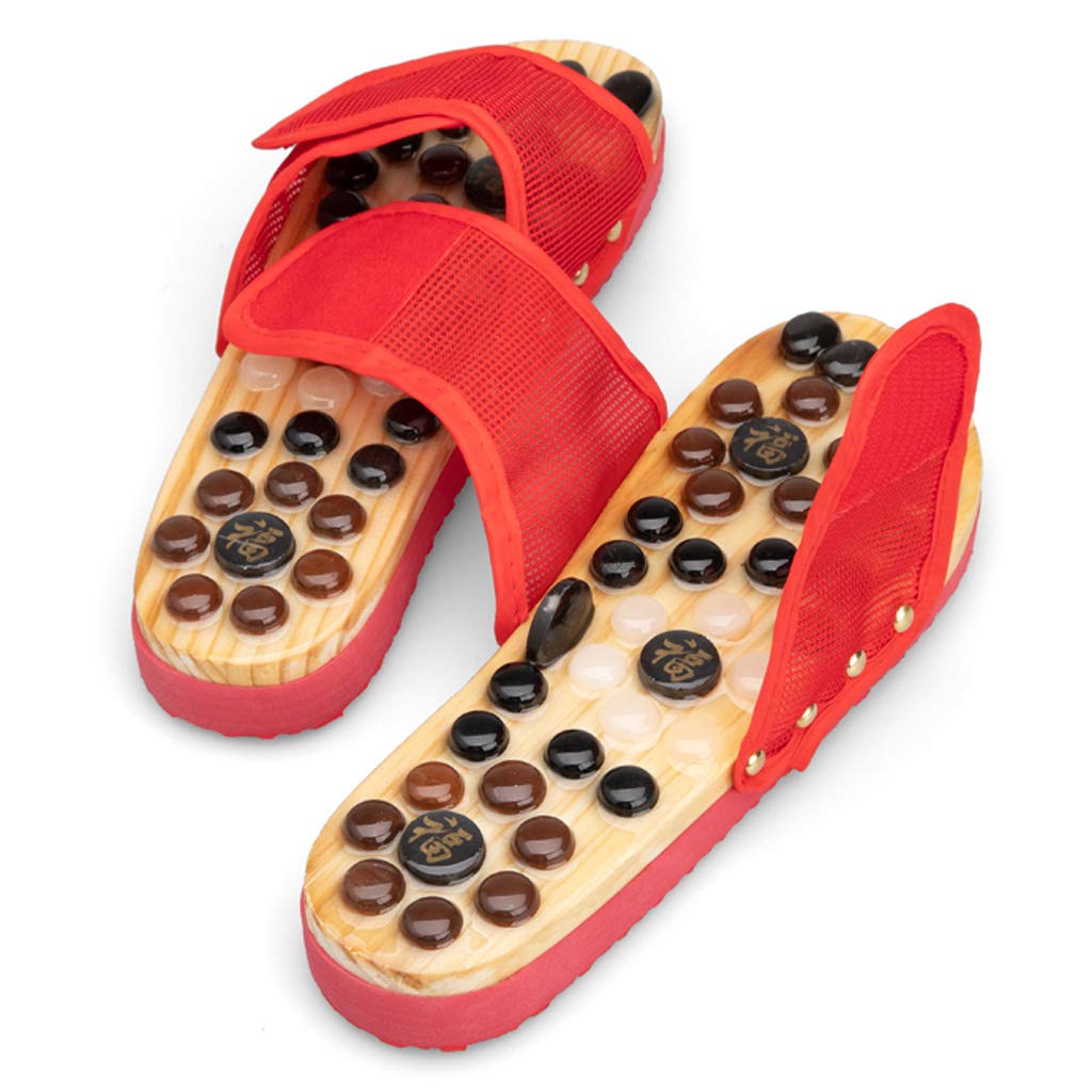 Akupressur Massage Slipper rutschfeste Fußpflegeschuhe Open Toe Flip Flops Sandale Schmerzlinderungstherapie fördert Gesundheit und Wohlbefinden, rot