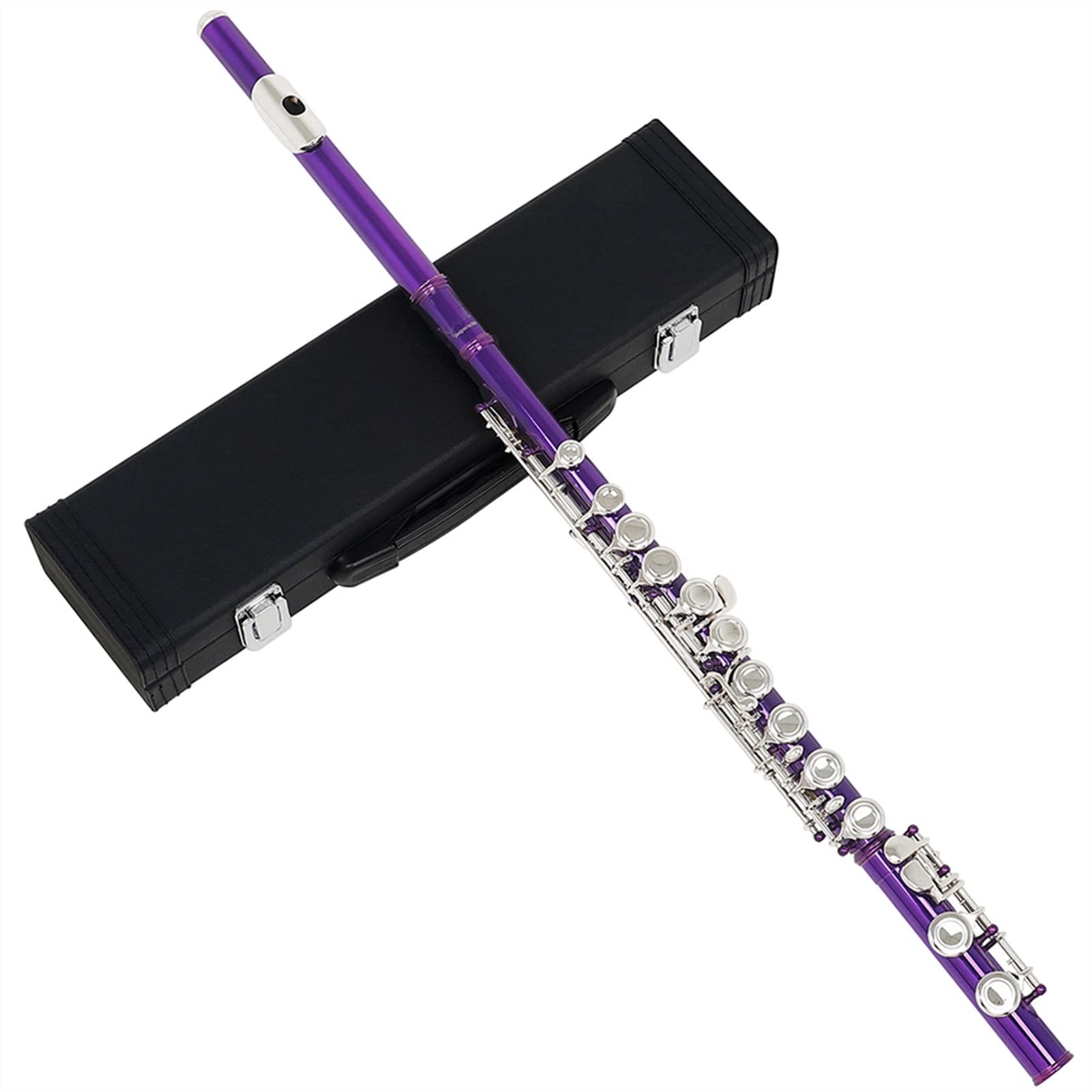 Flauto in cupronichel con Custodia Imbottita Viola, 16 Fori, Tono Do, Flauto in Chiave Mi, Strumento a fiato per Studenti, Flauto.,