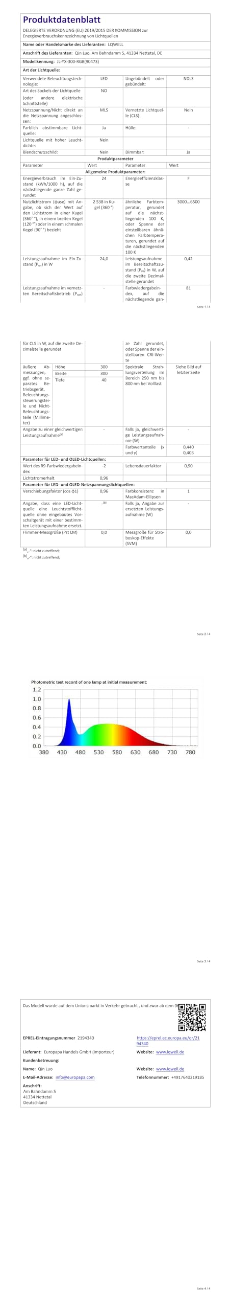LQWELL® LED Plafoniera Dimmerabile con Telecomando, 24W 2500LM 3000-6500K RGB, Illuminazione da Soffitto Rotonda e Piatta IP44 per Soggiorno Camera da Letto Sala da Pranzo, 300 * 40mm