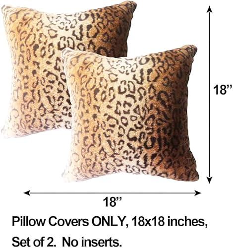 Entua Soft Plush Faux Fur Leopard Cheetah Skin Fur Throw Pillow Covers Luxury Style African Jungle Wildlife Nature Animal Print Cushion Cover Brown Gold Decor Pillow Cover For Home Couch thumb #1