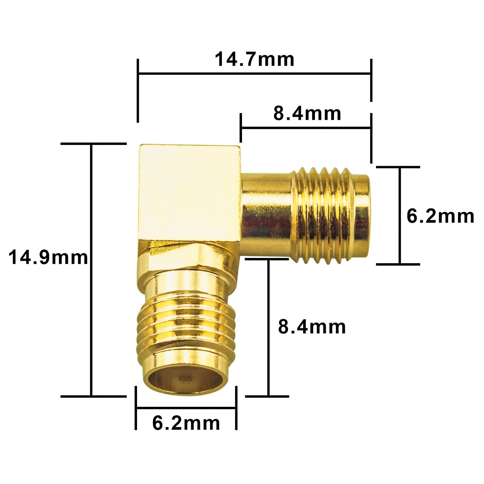 Connettori SMA Femmina A SMA Femmina Ad Angolo Retto 90° – Placcati Oro, Per Antenna FPV Drone E WiFi - 3