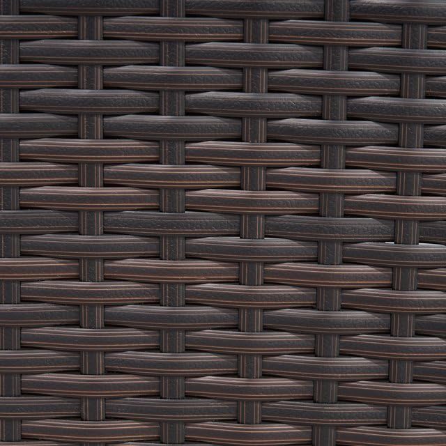 Image of DEVOKO HDPE Wicker Rattan 4-Piece Outdoor L-Shape Sectional Sofa Set with Chair and Glass Top Center Table for Patio, Garden, Deck, Lawn, Backyard, Terrace (Dark Brown & Navy Blue)