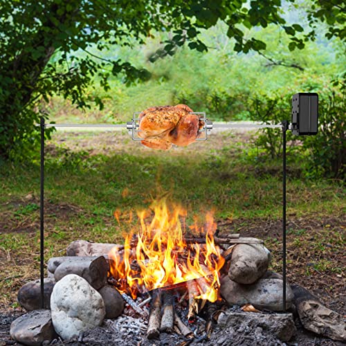 Only Fire Spit Rotisserie For Outdoor Campfire Grilling, Over Fire Camp Grill With 35×5/16" Square Spit Rod #TOP4