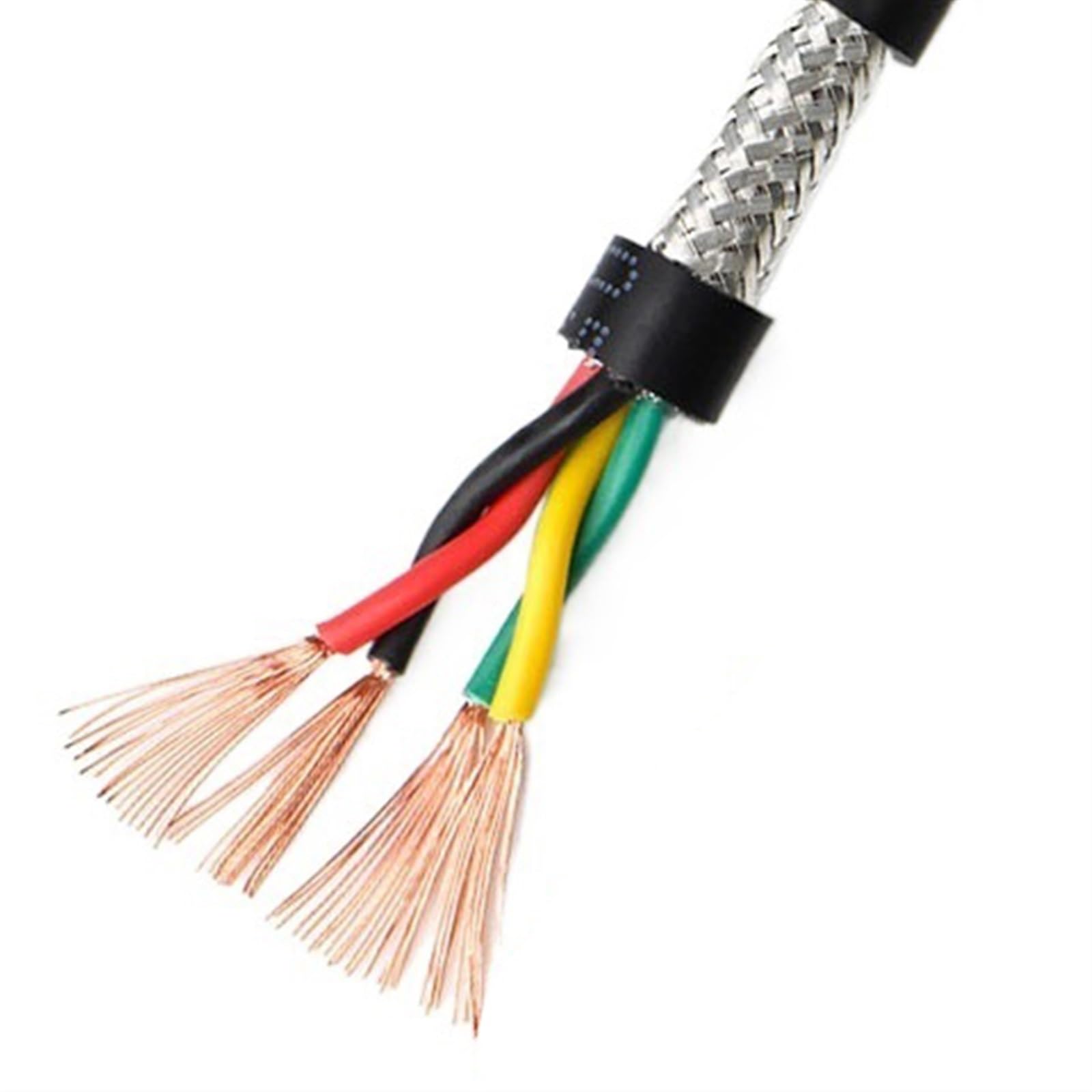 cable blindado, Cable de cobre par trenzado apantallado 2 metros control(18awg 0.75mm2 Black,4cores)