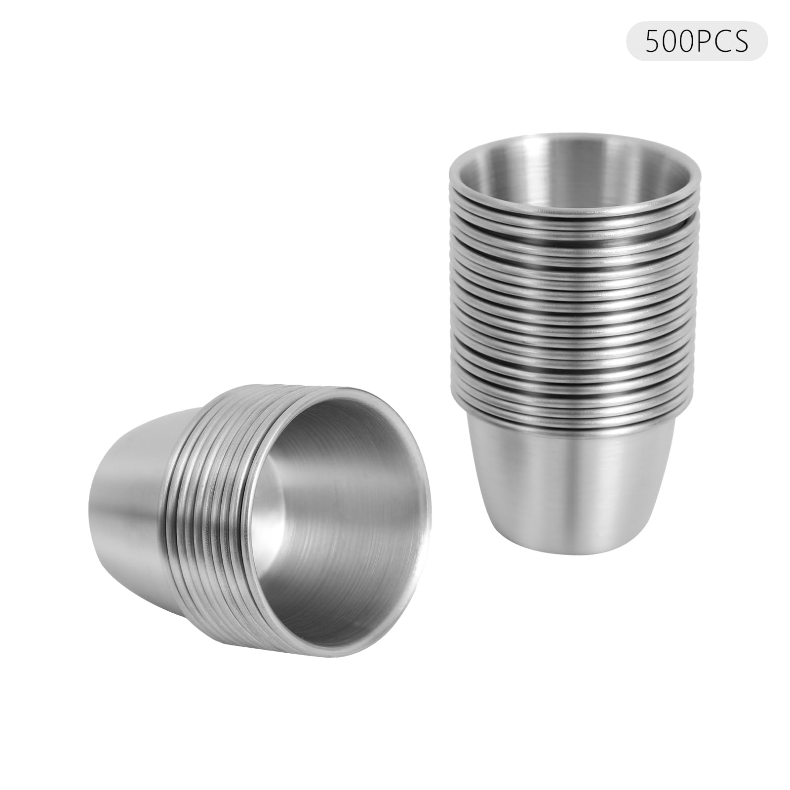 Silber Edelstahl Soßenschälchen Mini Dip Portionsschalen 500 Stück 6 cm für Soßen Gewürze Dips Ketchup Majonäse Salat Essig Öl Senf Restaurant Küche Party Haushalt Buffet Catering