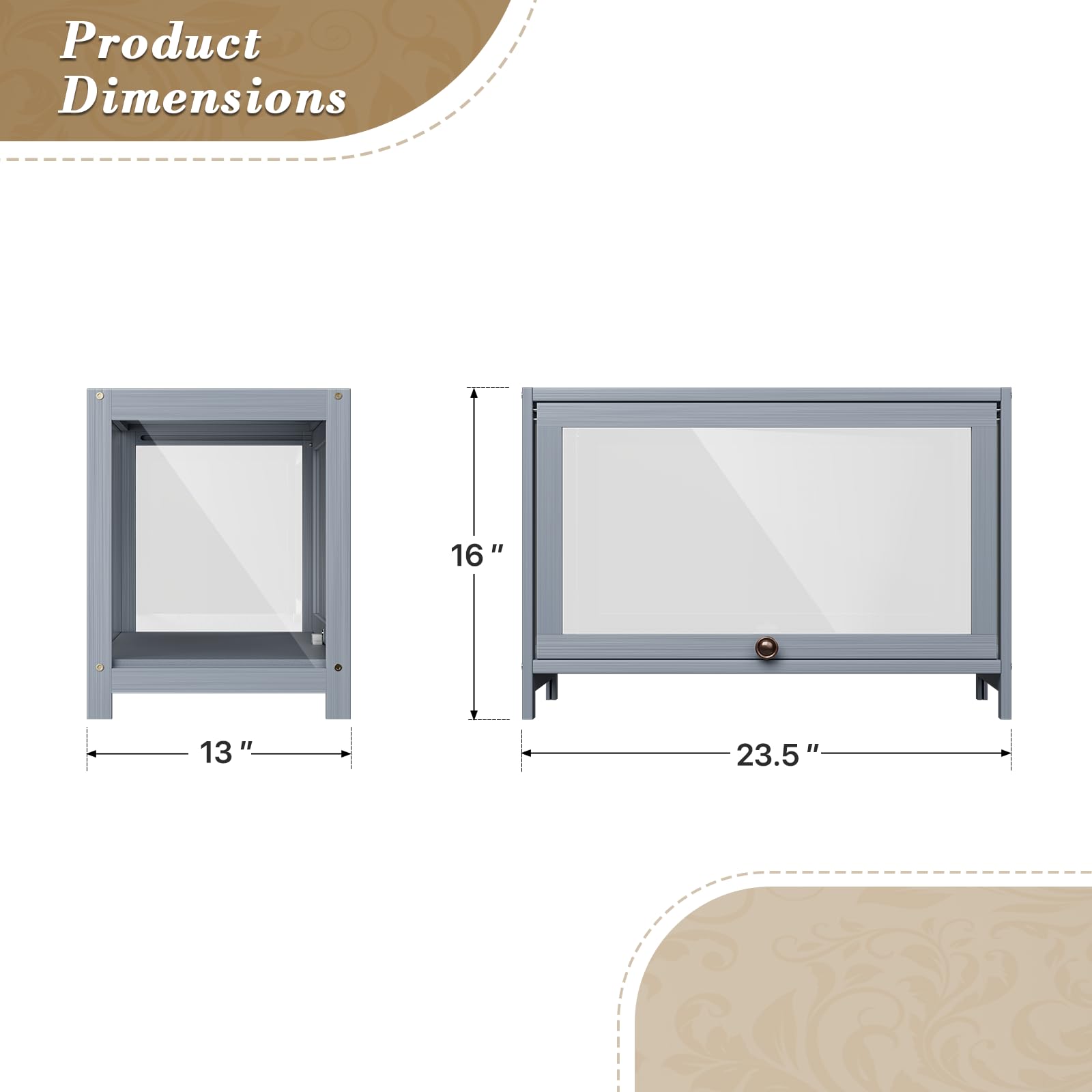 Athena Collection Curio Display Cabinet with Acrylic Doors, 5-Tier Clear Display Case 65” Hight Display Shelf for Trophy Figures Curio Collectibles for Living Room Bedroom, Grey