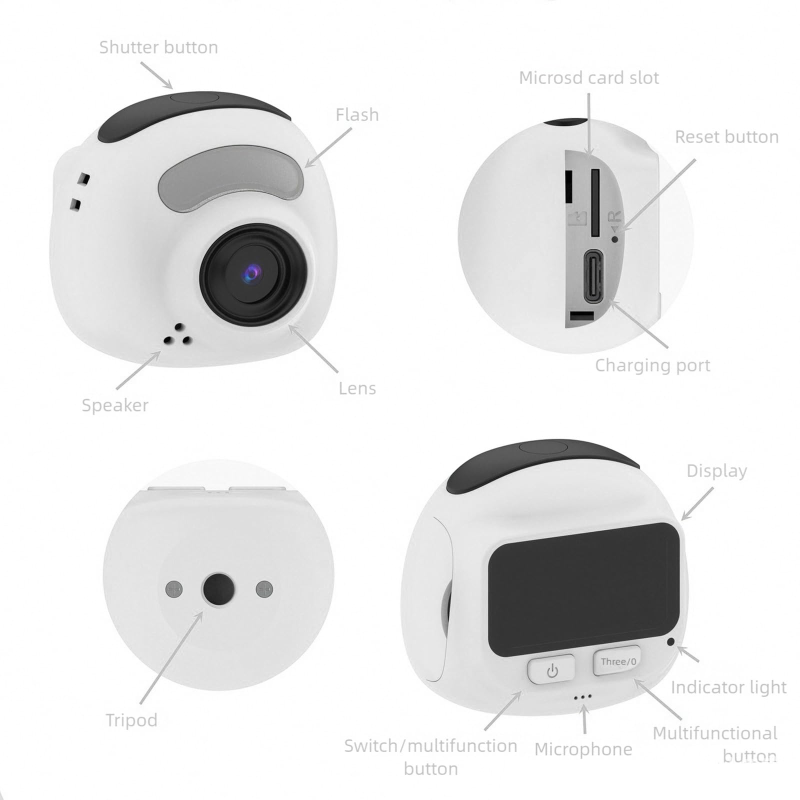 Videocamera compatta da 38 g per giovani Video 1080P e corpo in ABS portatile creativo per fotocamera compatta per studenti