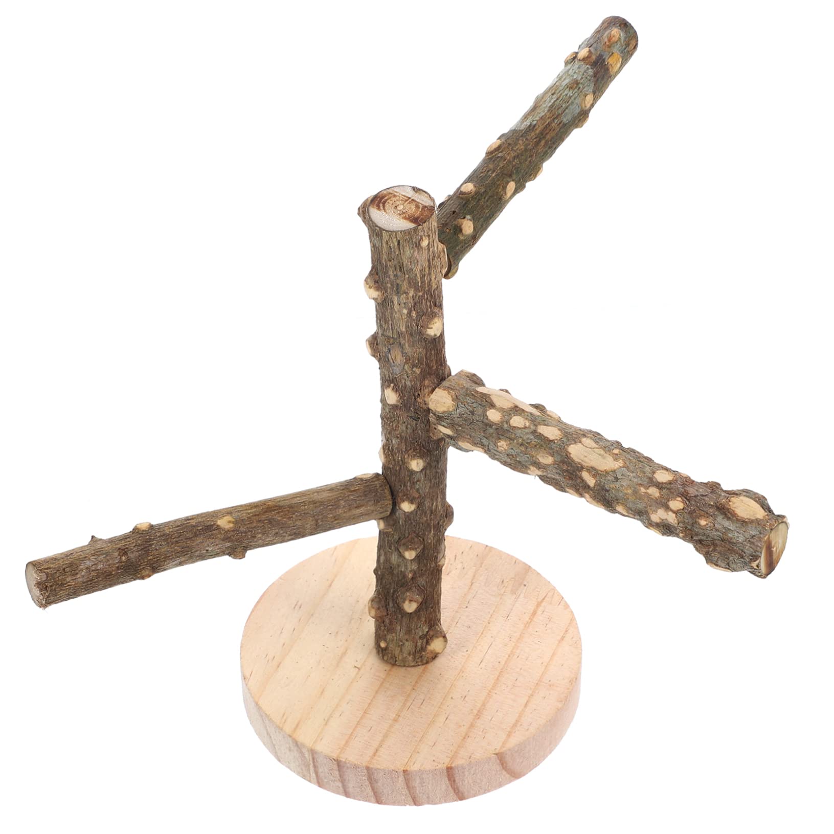 BESPORTBLE Natural Wood Bird Perch for Parakeets and Birds Multi Use Interactive Stand with Branches for Cage Safe and for Parrots Macaws and Finches