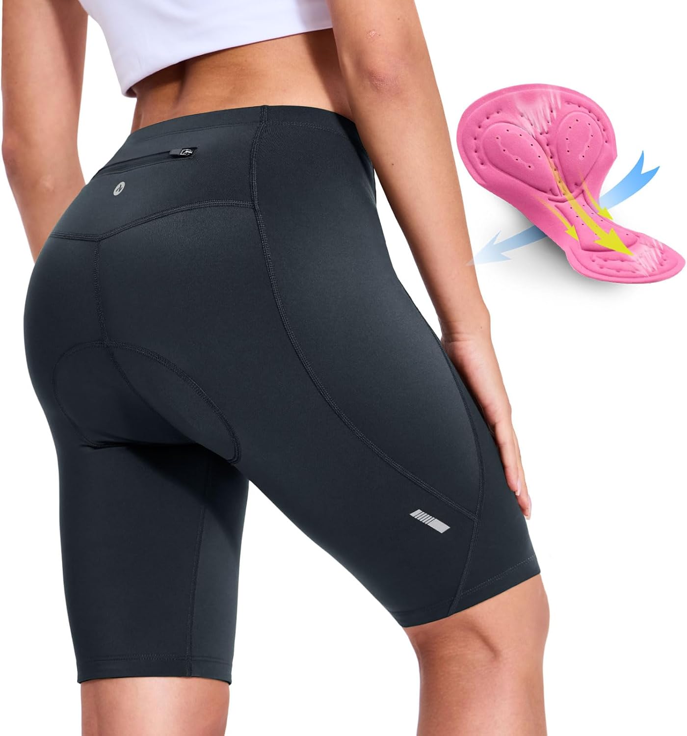 Nepest Womens Padded Bike Shorts 4D Padding Cycling Shorts with Zipper Pocket Riding Bicycle Cycle Road Biking Underwear