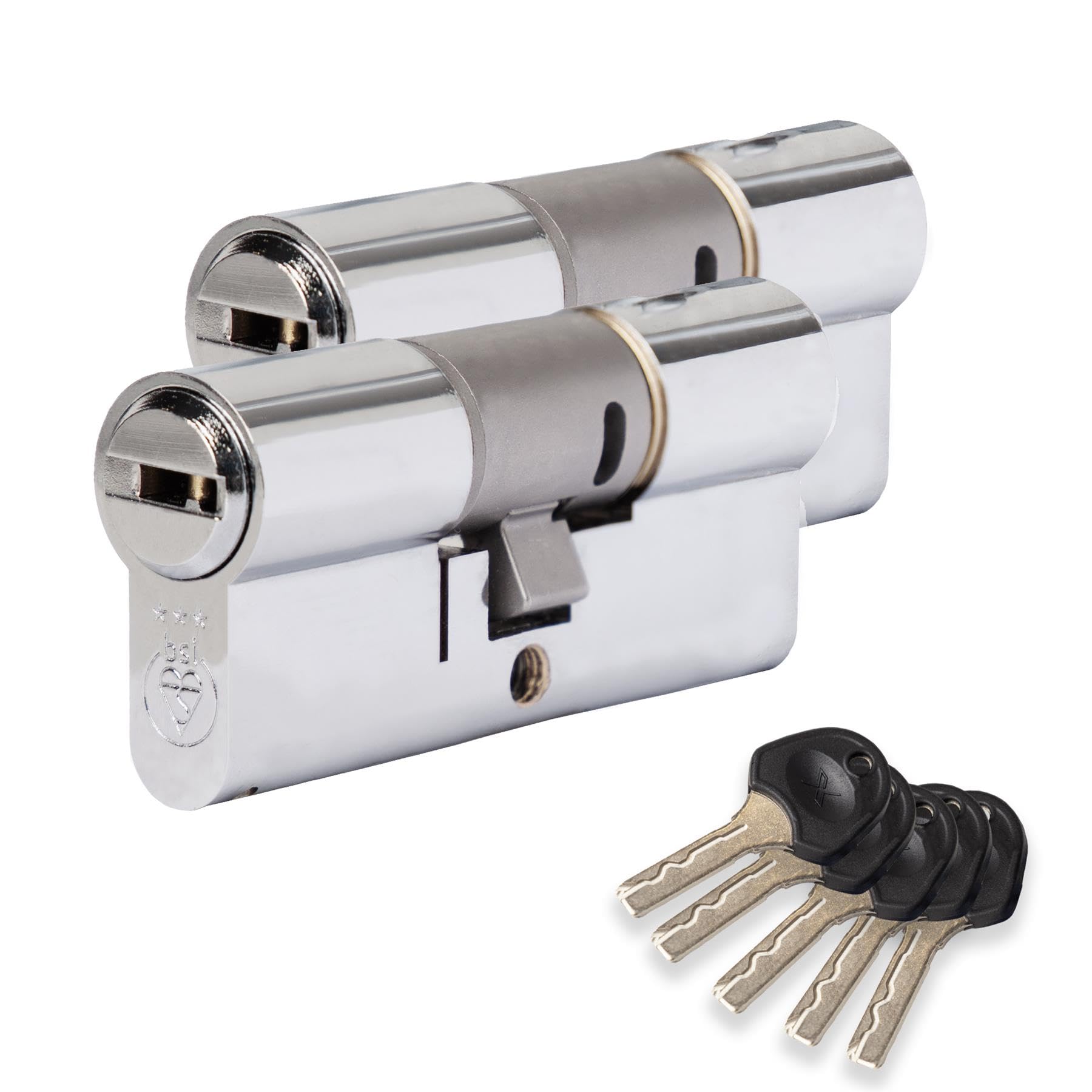 XFORT Colossus Polished Chrome 3 Star Kitemarked Keyed Alike Euro Cylinder Lock 55EX/45 (100mm)