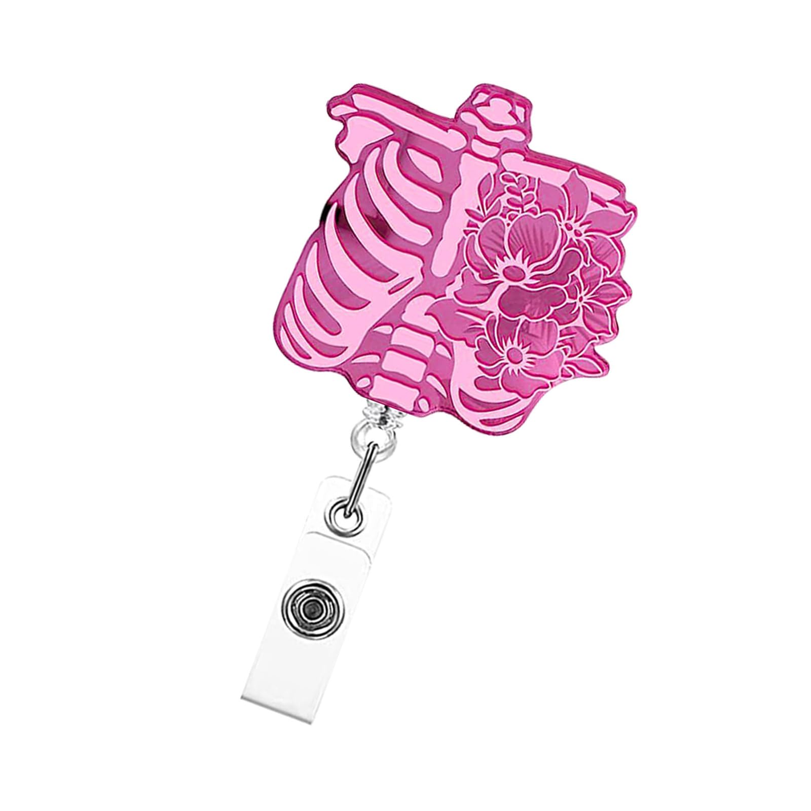 Kalttoy A Retractable Keychain Lanyard Reel Crylic Badge Reels Skull Name Card Holder Badge Holder For School Crylic Reels