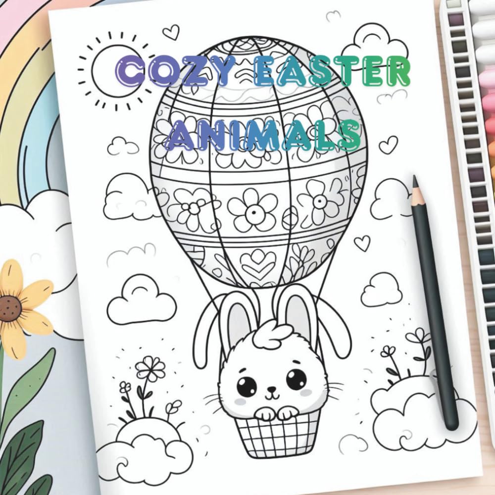Cozy Easter Animals: A Simple and Relaxing Coloring Book with Easter Bunnies, Eggs, and Springtime Scenes: Unwind with Stress-Free Designs for Peaceful Coloring Moments