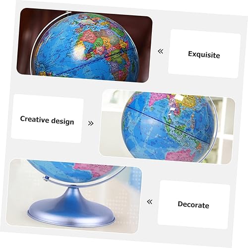 Miniatura 6 de HOMSFOU Decoración de globo de geografía para decoración de escritorio, globo del mundo, globo giratorio, globos del mundo con soporte de