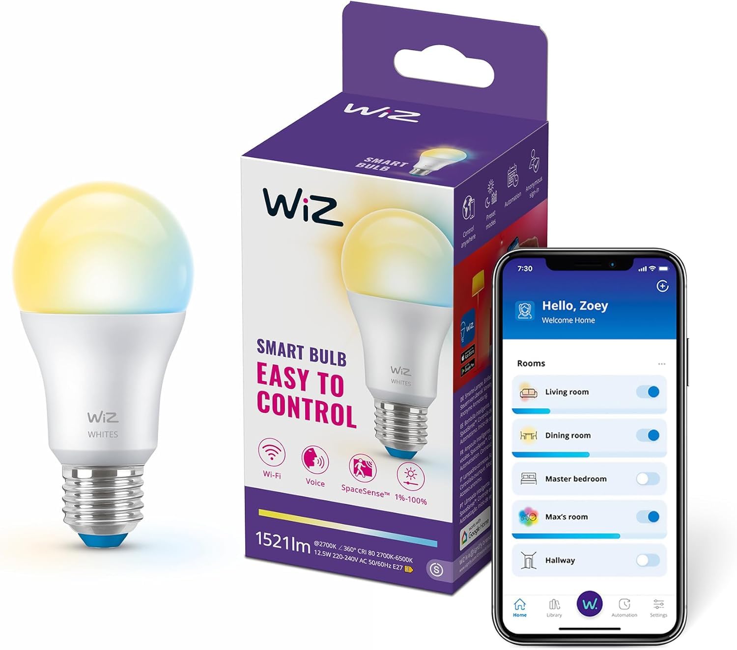 WiZ Bundle – 2 x Wi-Fi BLE 100 W A60 E27 stimmbare weiße Smart-Leuchtmittel | dimmbare LED, warmes bis kühles Licht, App- und Sprachsteuerung, funktioniert mit Alexa, Google Home und Apple