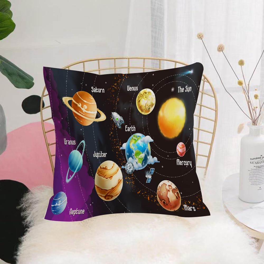 Hyosxw Planet Universe Space,Educational Solar Syst - A10 Cushion Cover,Throw Pillow Case Home Decorative For Living Room Bedroom Sofa Chair 18X18 Inch,Planet Universe Space,Educational Solar System Planets Neptune Venus Mercury Ki,Pillowcase 45X45cm