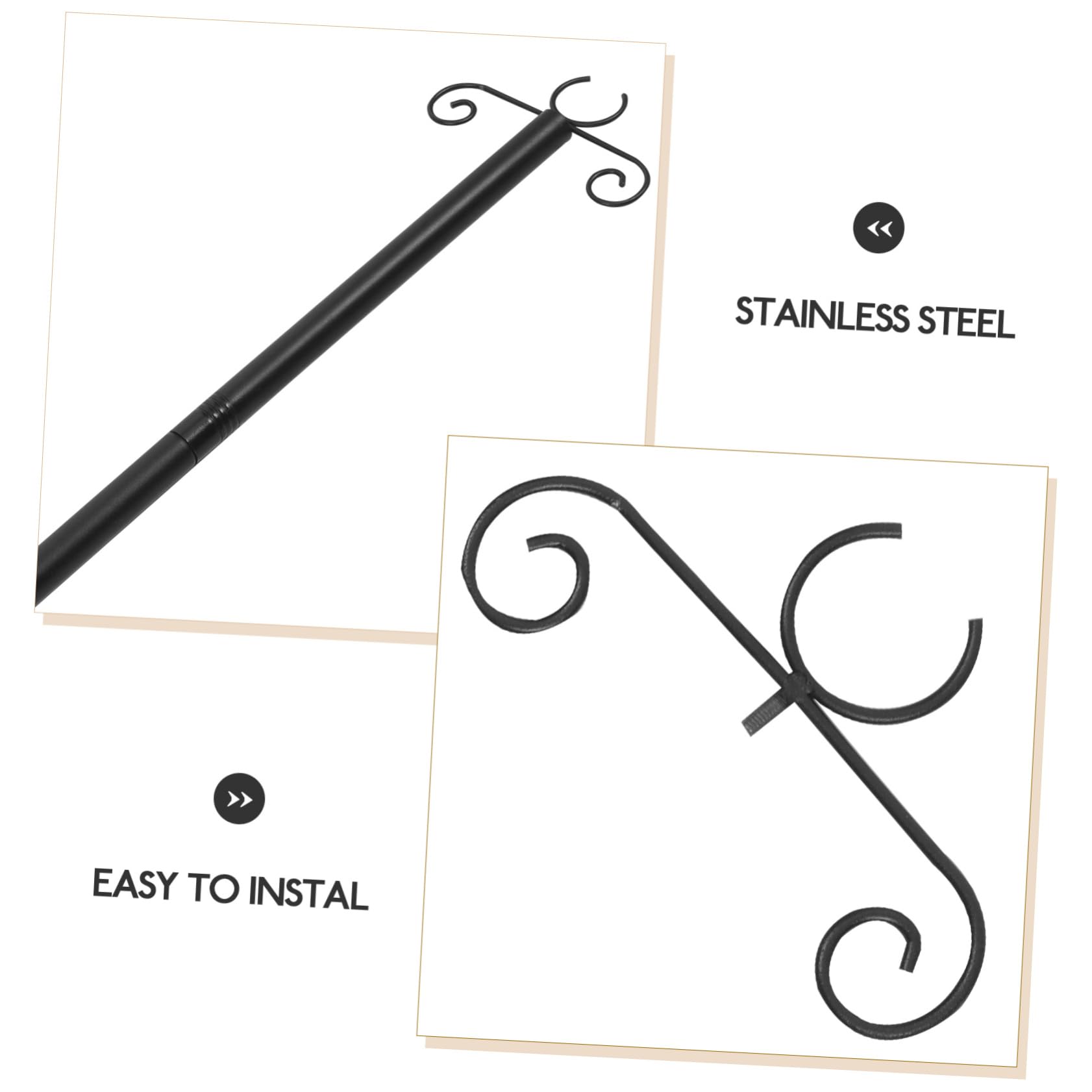 Abaodam 2 Sets String Bird Feeder Pole Wild Bird Feeder Hanging Outdoor Convenient Pole Light Poles Metal Pole Outside Lights Pole Stand Lighting Pole Solar Pole Black Stainless Steel