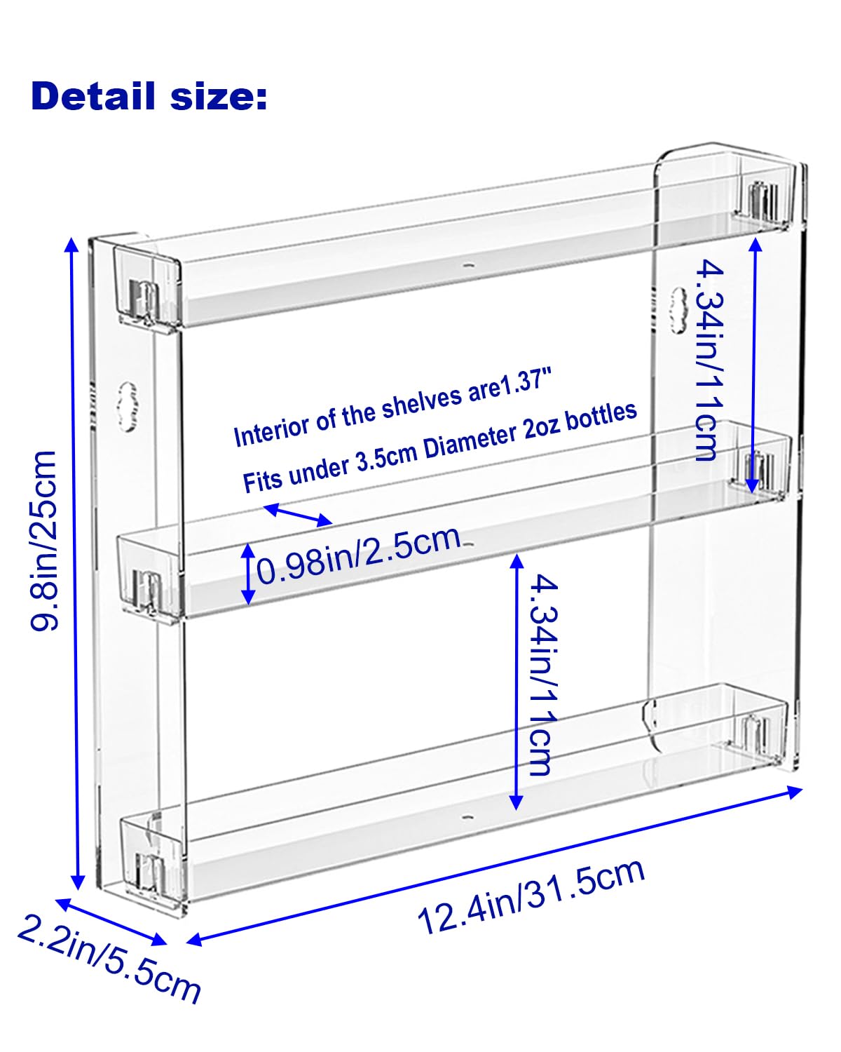 Cocheetah 2Pack 3 Tier Display Rack, Clear Paint Rack Wall-Mount (No Drill), Acrylic Craft Paint Storage Organizer, Miniature Holder for 2oz Bottle, Nail Polish Organizer, Badges, Mini Figures (2)