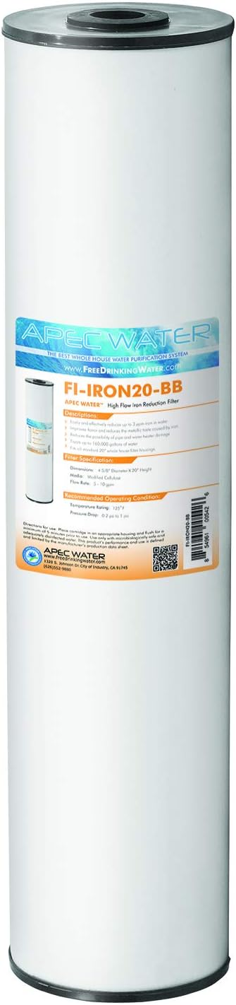 One-Day Sale: Up to 40% Off APEC Water Systems 20 Whole House BB Replacement Water Filter High Flow Iron Reduction (FI-IRON20-BB), White Hot Deals APEC Water Systems 20 Whole House BB Replacement Water Filter High Flow Iron Reduction (FI-IRON20-BB), White
