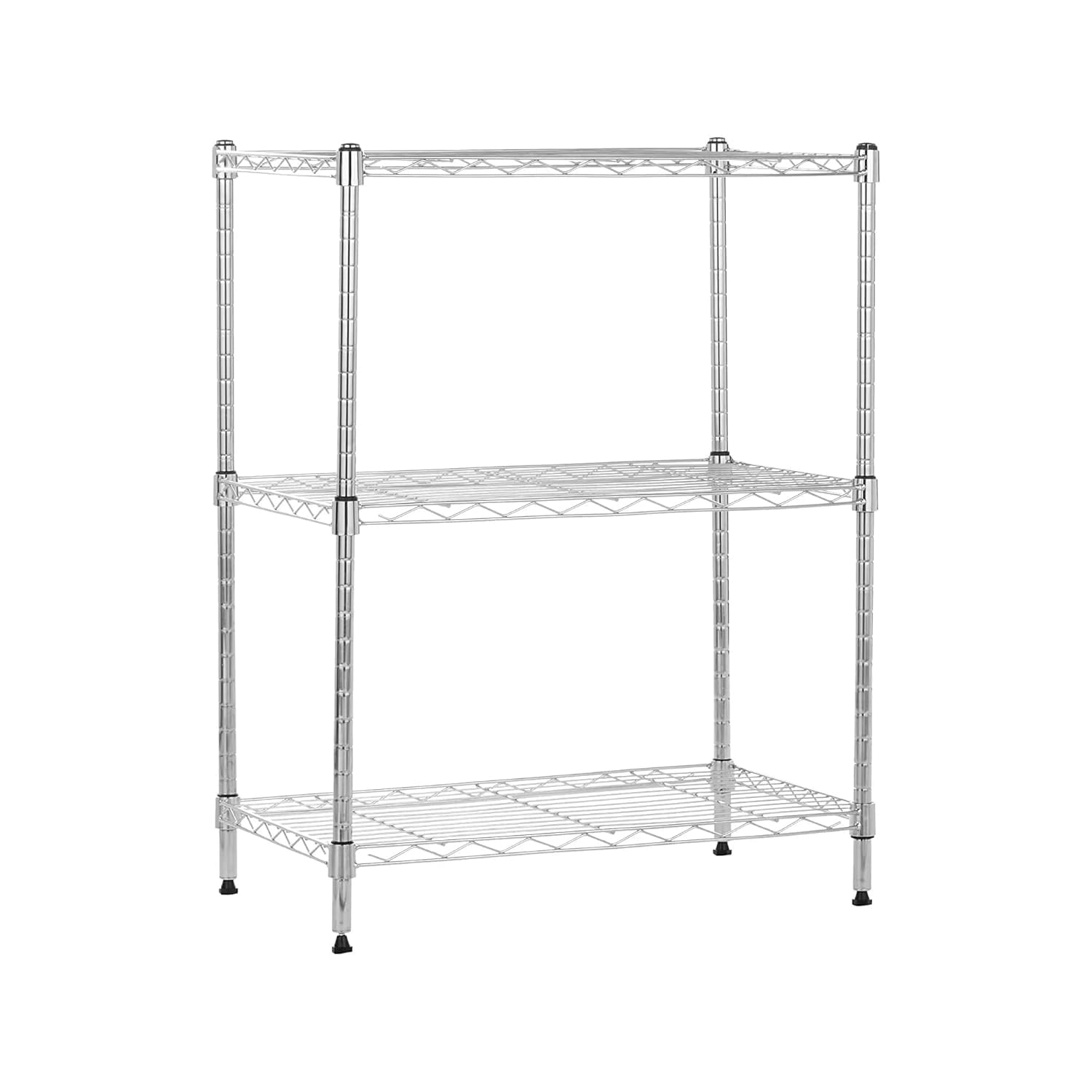 Premium Heavy-Duty 3-Tier Chrome Metal Wire Storage Rack Shelf Organizer | Adjustable Multipurpose Freestanding Shelving Unit for Home, Office, Kitchen | Size 14" D x 30" W x 30" H Inch-image-3
