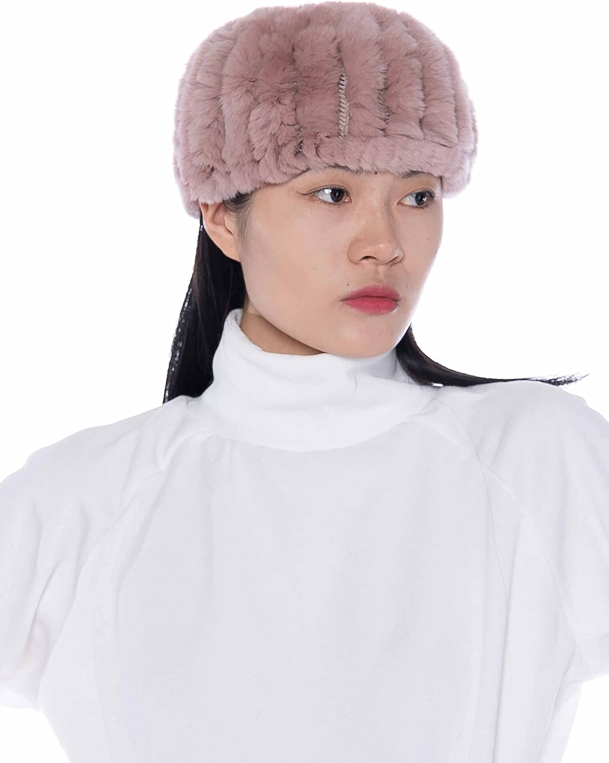 HEIZZI Women's Real Fur Headband & Black Infinity Scarf - 2-in-1 Fuzzy Ear Warmer, Winter Earmuff Neck Warmer - Image 8