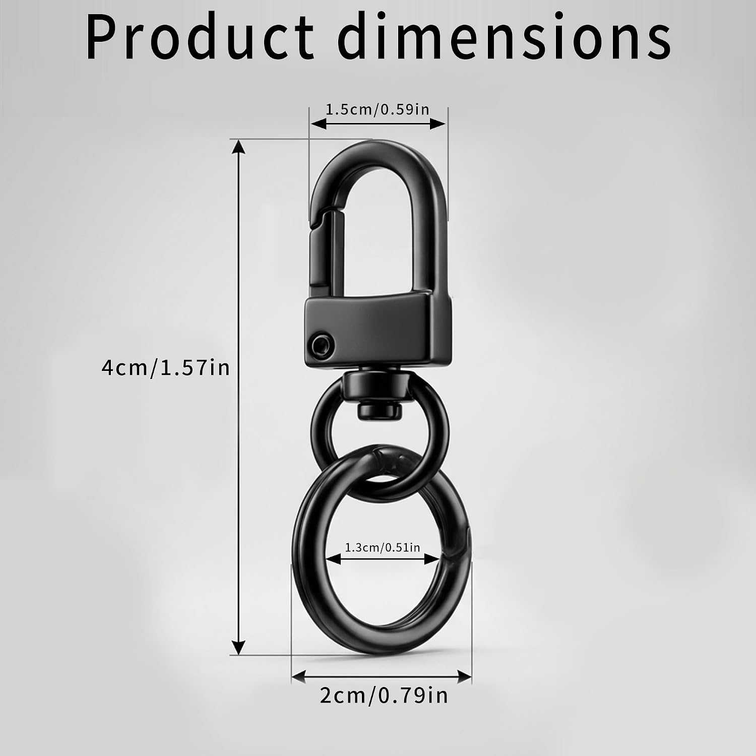 10Pack 10-Color Round Spring O-Ring Lobster Claw Clasps 25mm Metal Swivel Keychain Clips for Key Rings Bags Purses DIY Jewelry Making Crafts（Black）