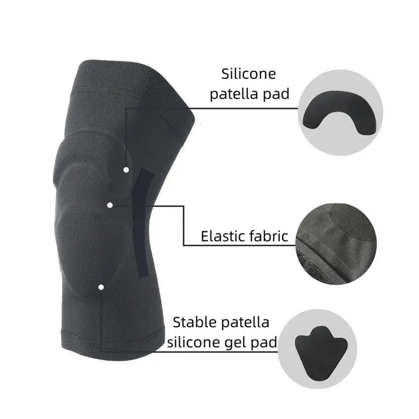 GenouillèRe Sport 1Pair Knee Pads Padded Crashproof Leg Compression Sleeve Knee Support Brace Football Volleyball Basketball Gym Sport Kneepad pour Hommes Et Femmes(Black,M)