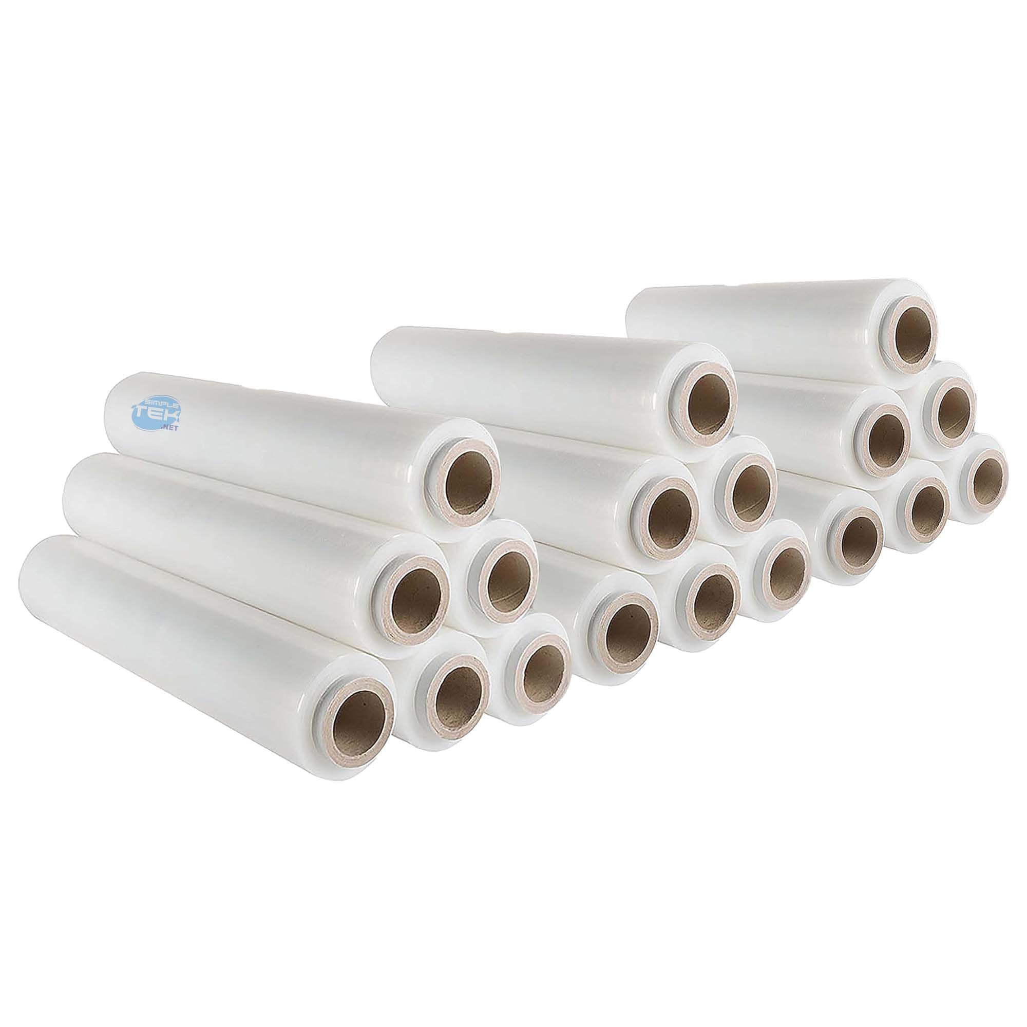 SIMPLETEK - 18 rouleaux de bobine de film extensible blanc 50 cm 2,2 kg 160 m 30 microns emballages professionnels (18 pièces)